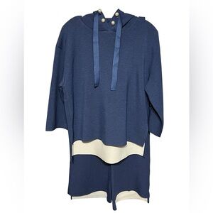 Joh. Farrah Pearl Pant & Francine Pearl Hoodie Denim Blue French Scuba Set Small